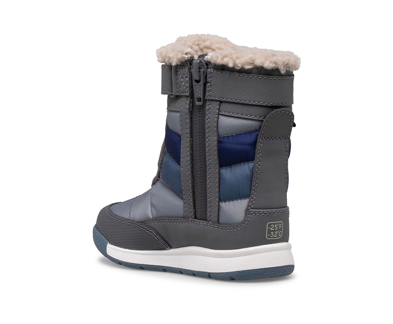 Merrell Alpine Puffer Jr. Kids' Waterproof Boots Grey / Navy | 5903-FCGYX