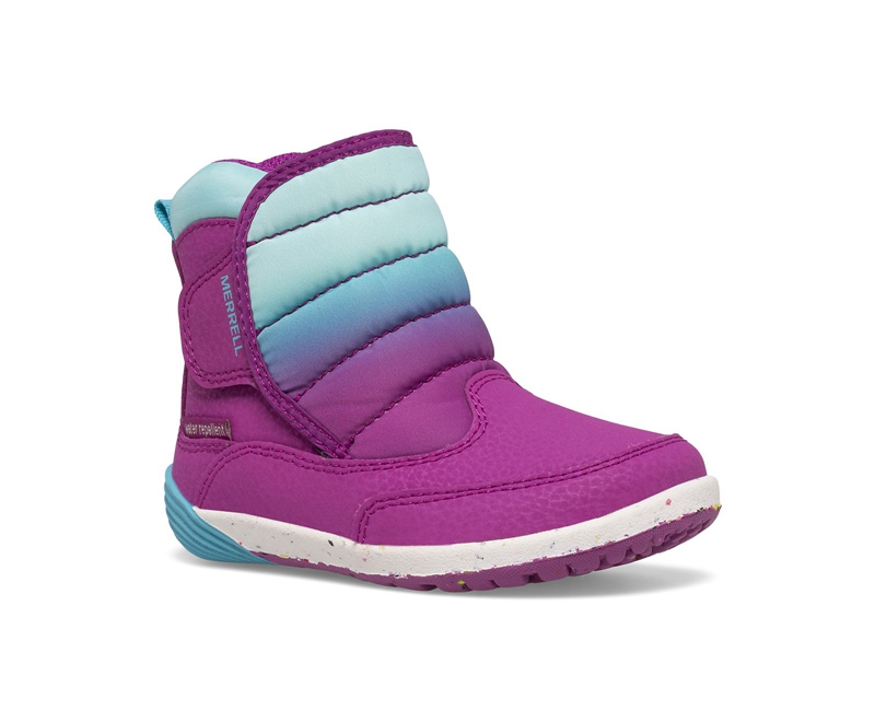 Merrell Bare Steps Puffer Kids' Work Boots Purple | 3894-JXQGZ