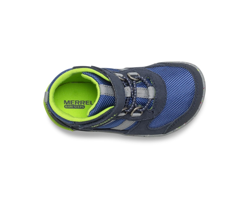 Merrell Bare Steps® Ridge Jr Kids' Hiking Boots Navy | 2491-GKQXJ