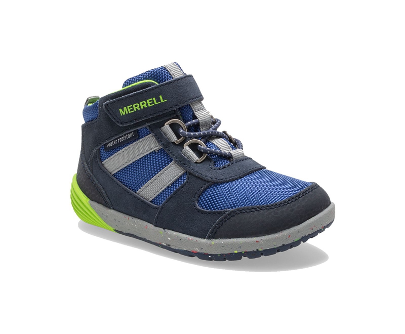 Merrell Bare Steps® Ridge Jr Kids' Hiking Boots Navy | 2491-GKQXJ