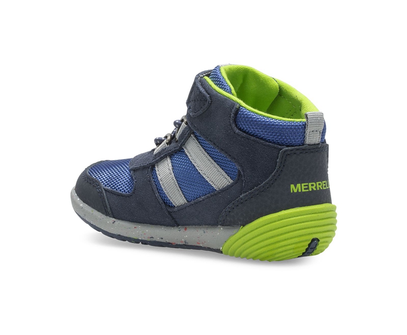 Merrell Bare Steps® Ridge Jr Kids' Hiking Boots Navy | 2491-GKQXJ