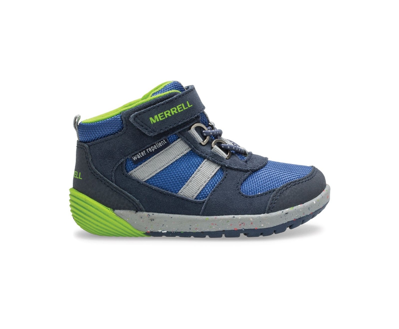 Merrell Bare Steps® Ridge Jr Kids\' Hiking Boots Navy | 2491-GKQXJ