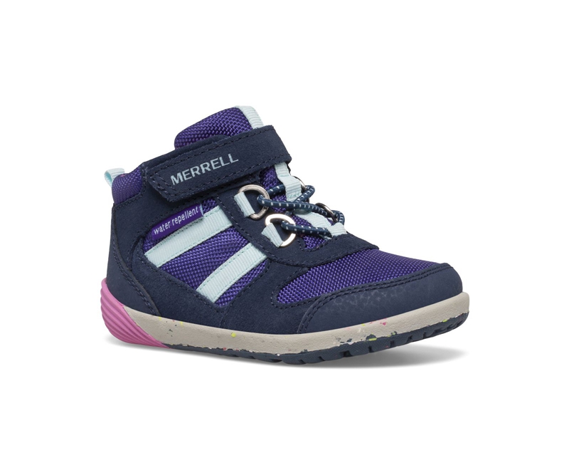 Merrell Bare Steps® Ridge Jr Kids' Hiking Boots Navy / Pink | 4850-GEWAO