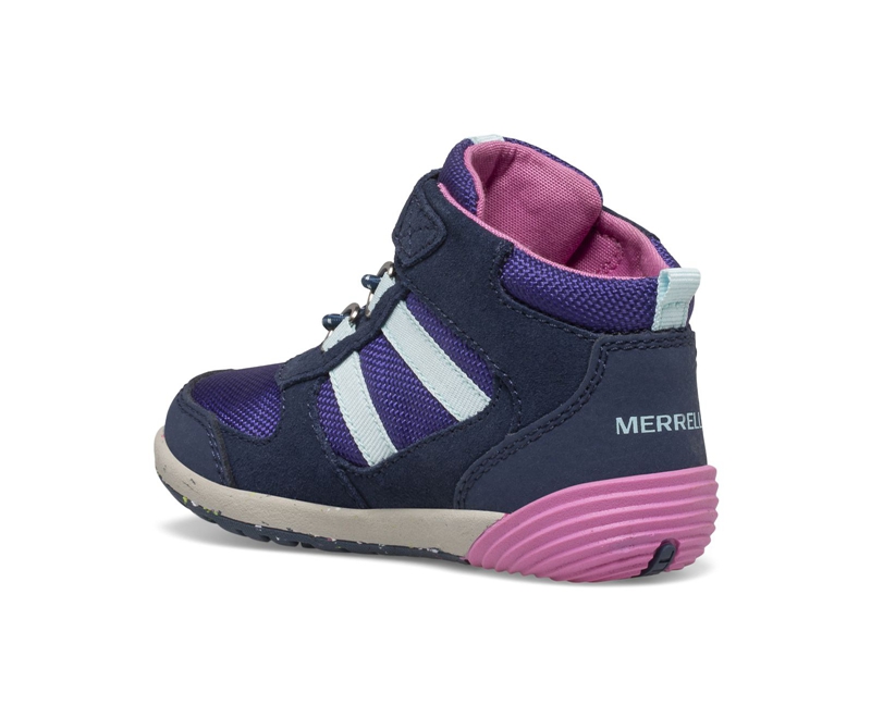 Merrell Bare Steps® Ridge Jr Kids' Hiking Boots Navy / Pink | 4850-GEWAO