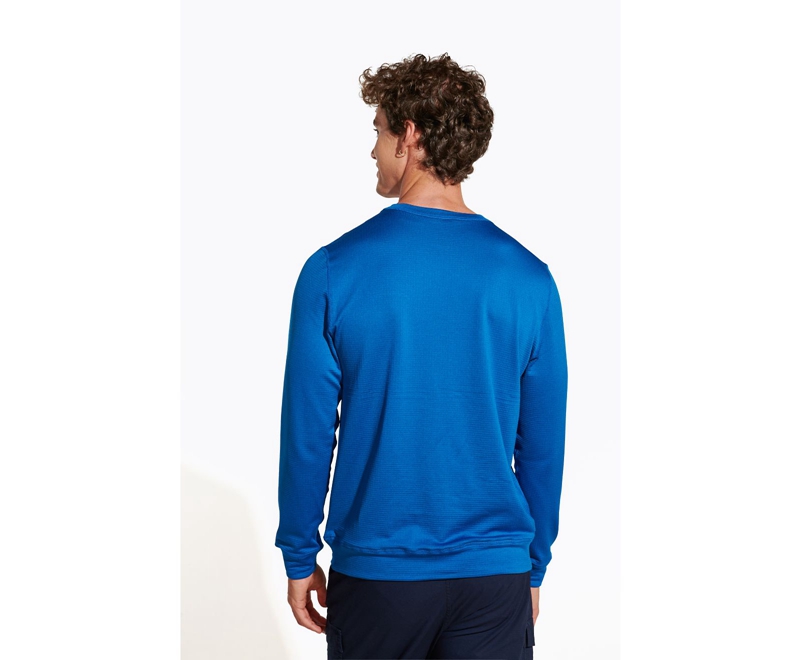 Merrell Geotex Crew Men's Sweatshirts Blue | 4075-SRUKV