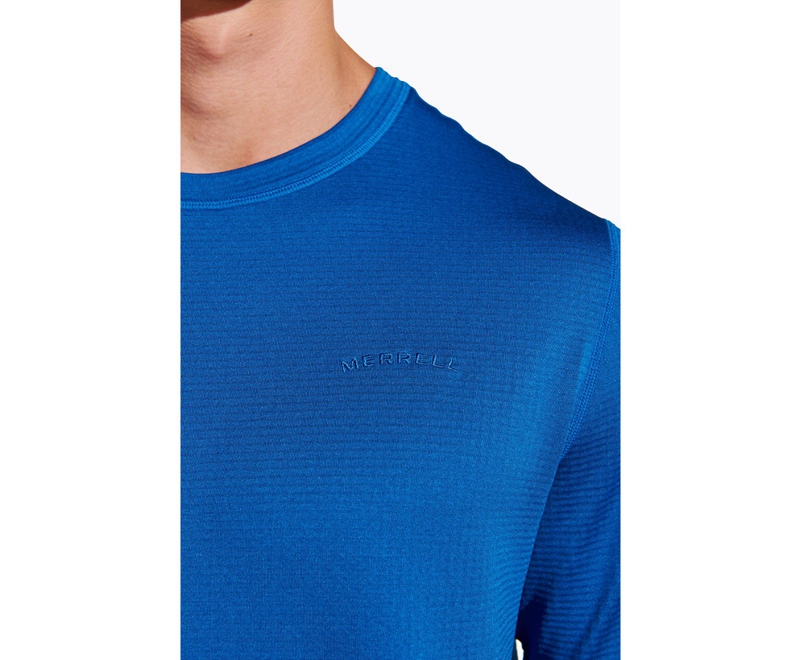 Merrell Geotex Crew Men's Sweatshirts Blue | 4075-SRUKV