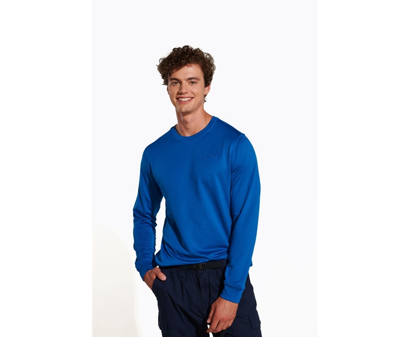 Merrell Geotex Crew Men\'s Sweatshirts Blue | 4075-SRUKV