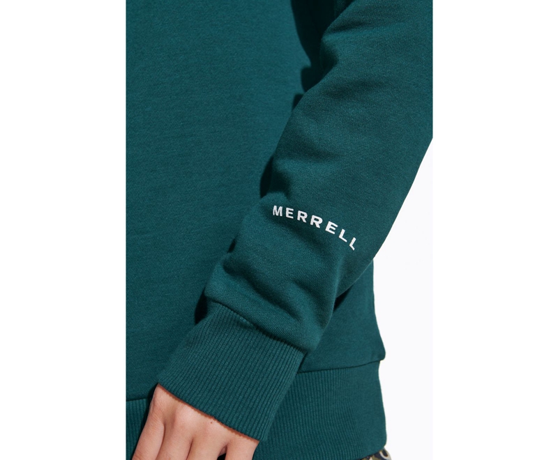 Merrell Good Natured Fleece Crew Neck Women's Sweatshirts Dark Green | 8473-YIJAF