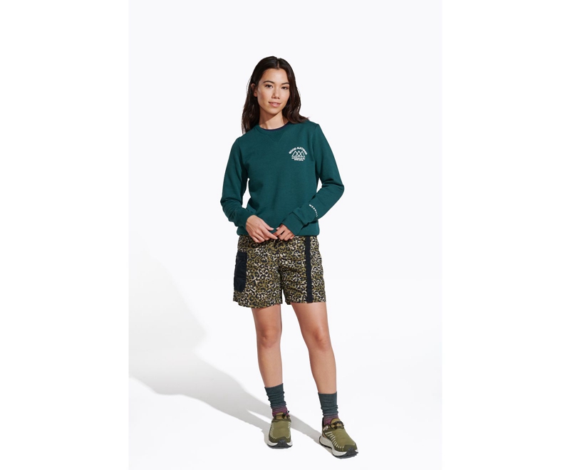 Merrell Good Natured Fleece Crew Neck Women's Sweatshirts Dark Green | 8473-YIJAF