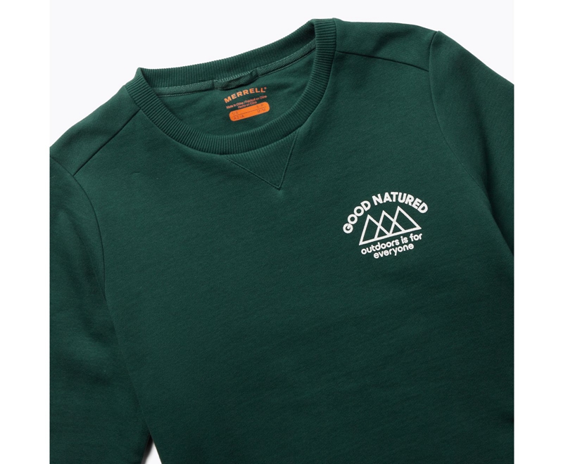 Merrell Good Natured Fleece Crew Neck Women's Sweatshirts Dark Green | 8473-YIJAF