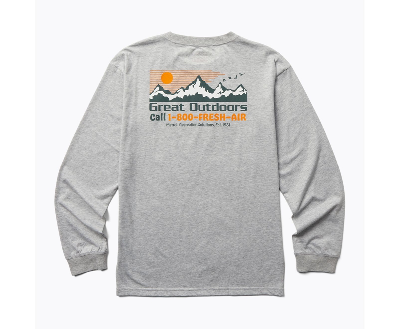 Merrell Great Outdoors Long Sleeve Men's Sweatshirts Grey | 0634-NRAXB