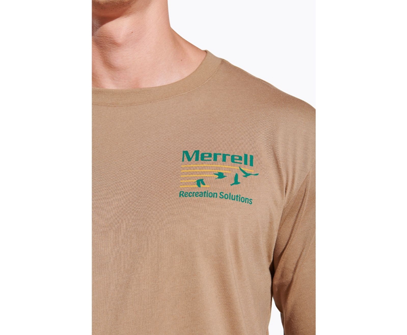 Merrell Great Outdoors Long Sleeve Men's Sweatshirts Brown | 3714-RHFAQ