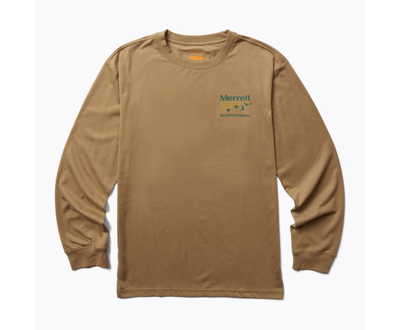 Merrell Great Outdoors Long Sleeve Men's Sweatshirts Brown | 3714-RHFAQ