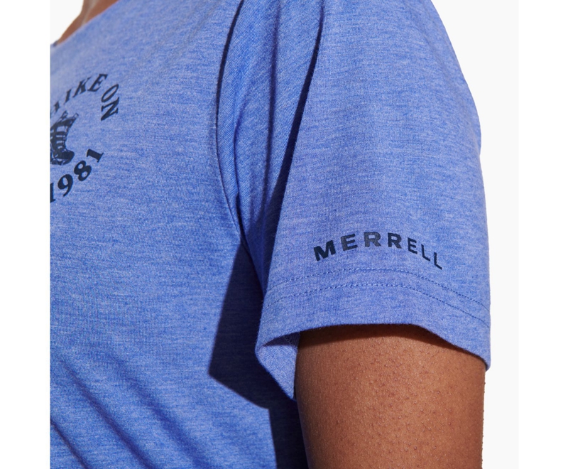 Merrell Hike On Women's T Shirts Blue | 2564-HTKOB