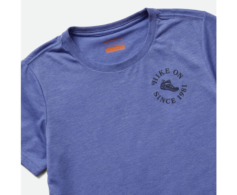 Merrell Hike On Women's T Shirts Blue | 2564-HTKOB