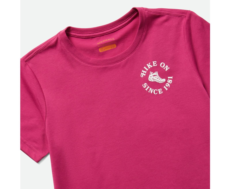 Merrell Hike On Women's T Shirts Fuchsia | 7583-QVLYO