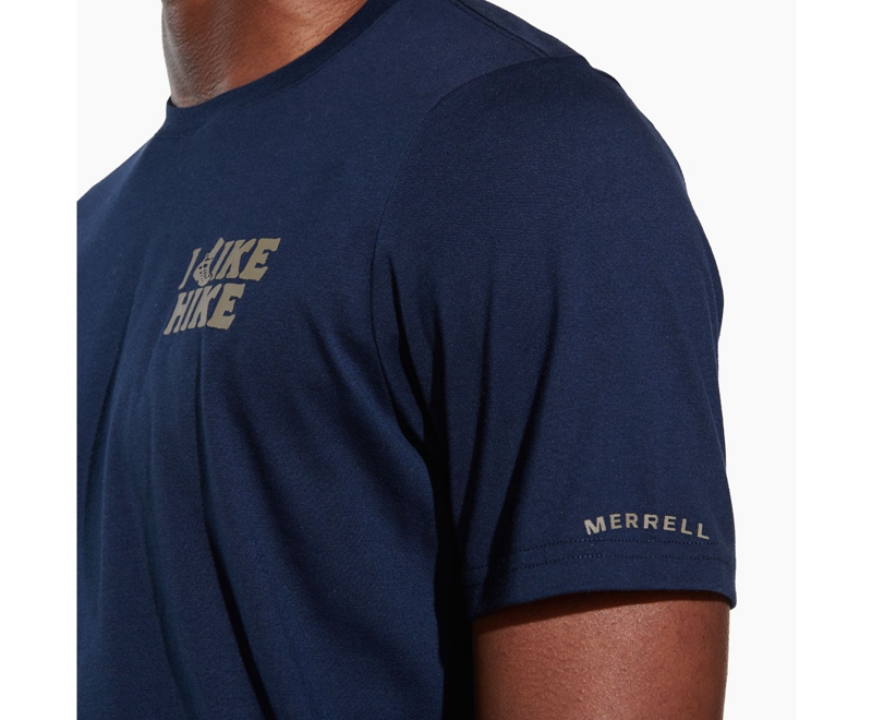 Merrell Like Hike Men's T Shirts Navy | 7560-LIYJX