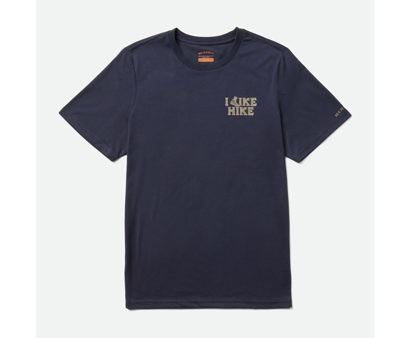 Merrell Like Hike Men's T Shirts Navy | 7560-LIYJX