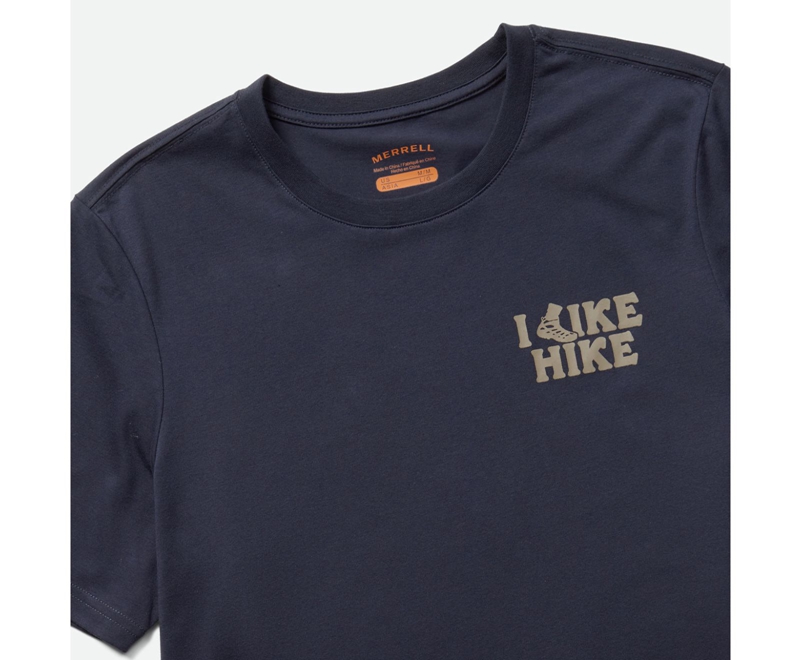 Merrell Like Hike Men's T Shirts Navy | 7560-LIYJX