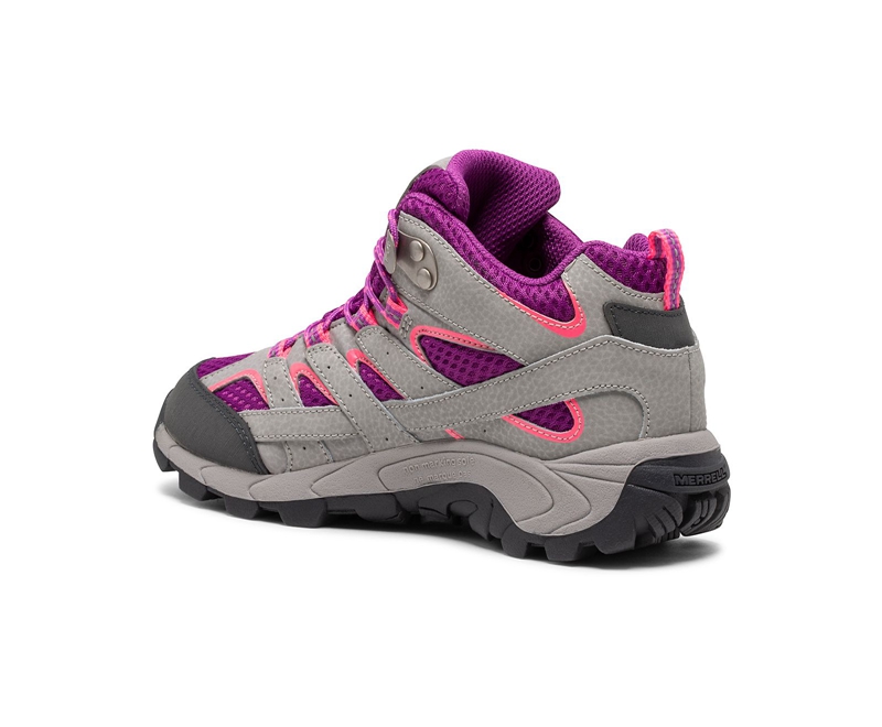 Merrell Moab 2 Mid Kids' Waterproof Boots Grey / Purple | 6375-DCMIH