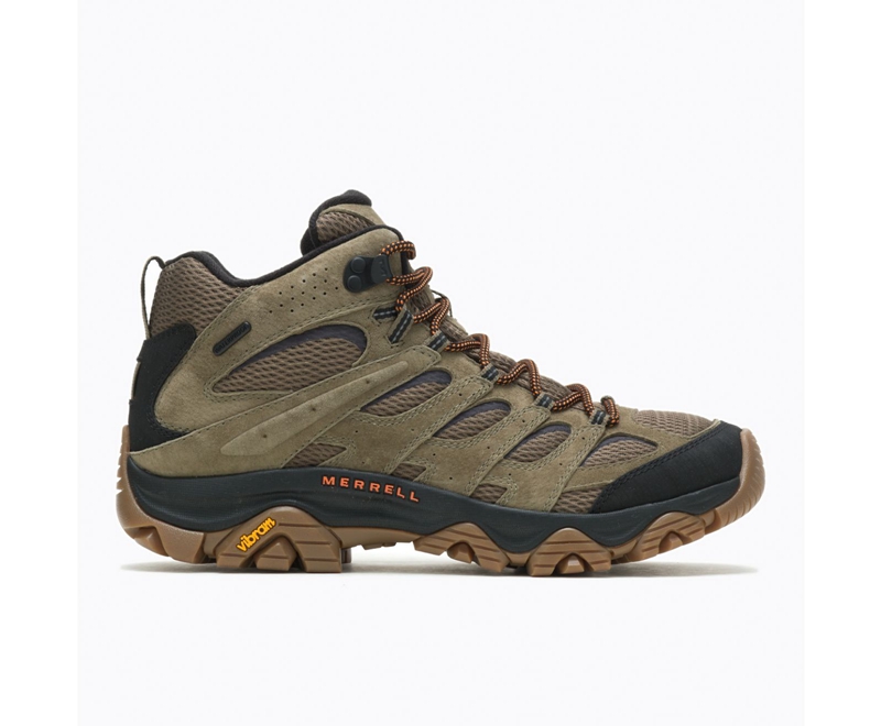 Merrell Moab 3 Mid Men\'s Work Boots Olive | 5462-YLPXM