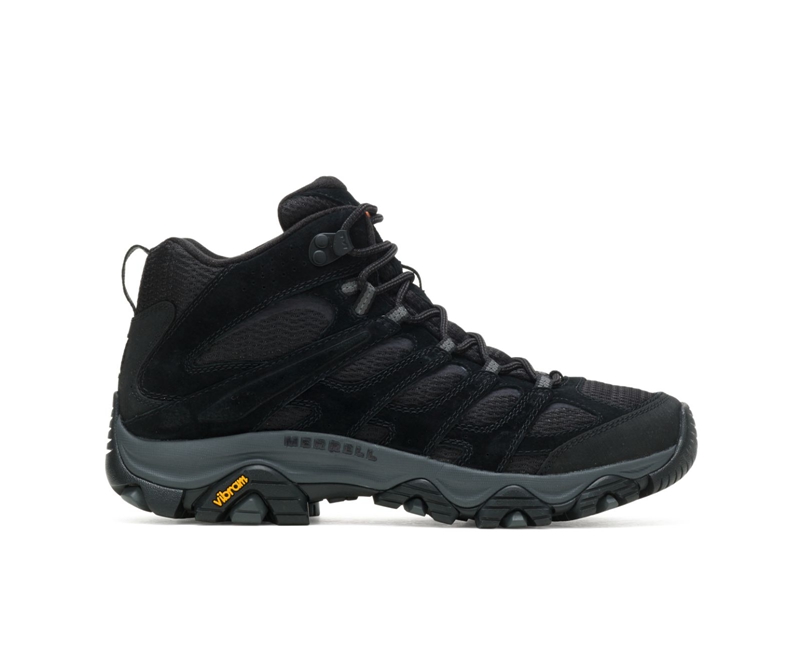 Merrell Moab 3 Mid Wide Width Men\'s Work Boots Black | 1890-VGRHA