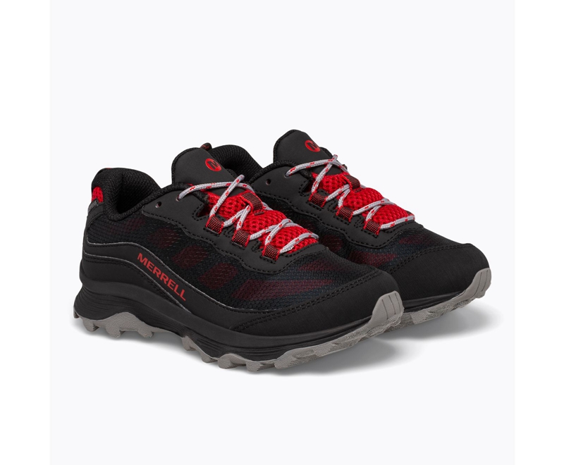 Merrell Moab Speed Low Kids' Hiking Shoes Grey / Black / Red | 0378-TZLYM