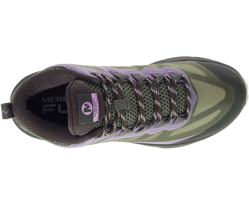 Merrell Moab Speed Mid GORE-TEX® Wide Width Women's Hiking Shoes Olive | 9356-QJWIT