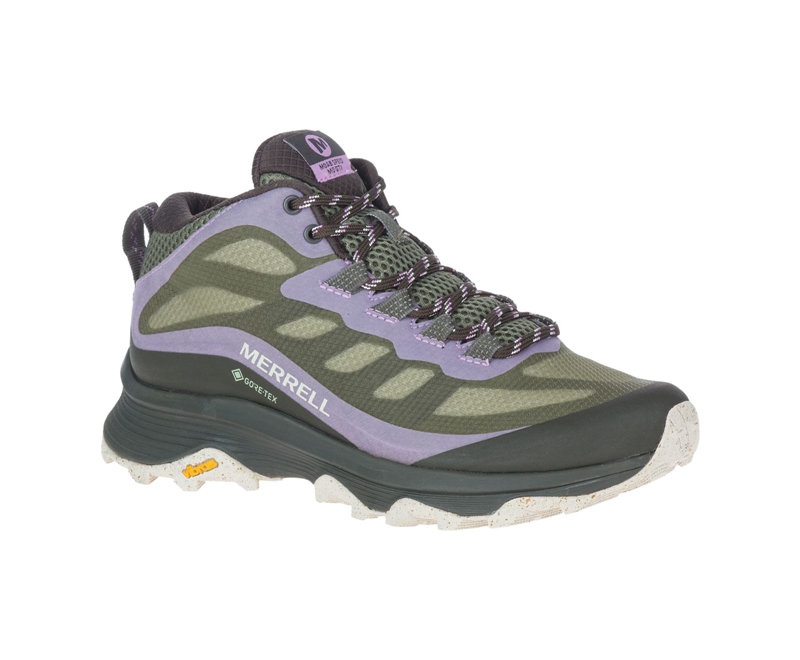 Merrell Moab Speed Mid GORE-TEX® Wide Width Women's Hiking Shoes Olive | 9356-QJWIT