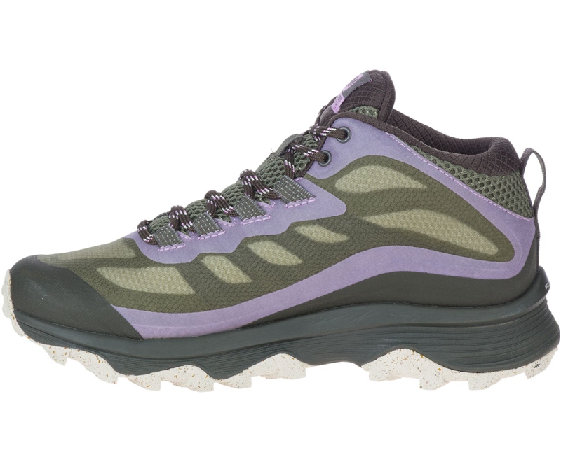 Merrell Moab Speed Mid GORE-TEX® Wide Width Women's Hiking Shoes Olive | 9356-QJWIT