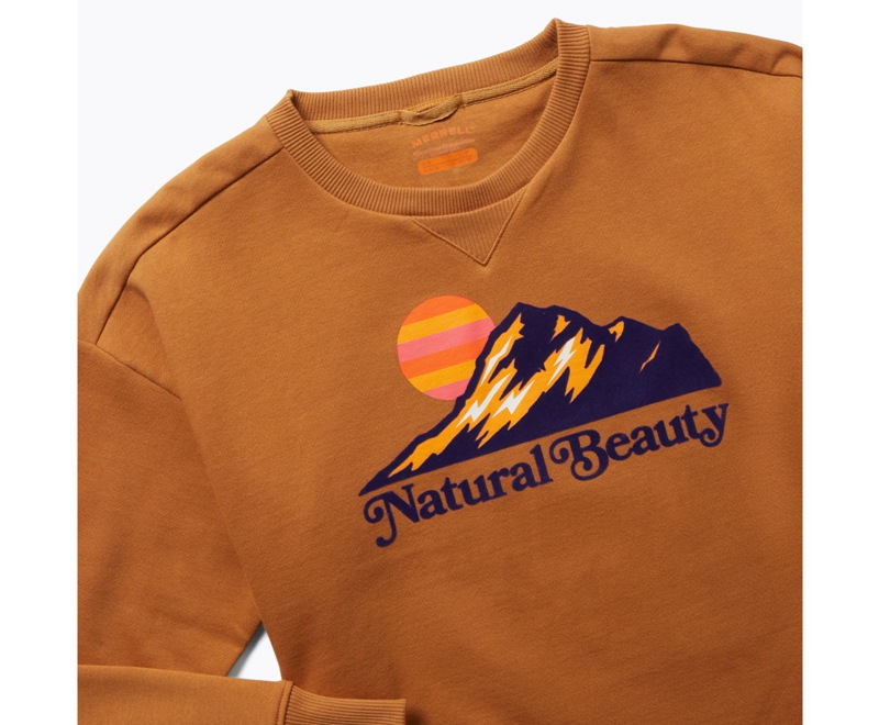 Merrell Natural Beauty Crew Neck Fleece Women's Sweatshirts Orange | 7835-RXOKB