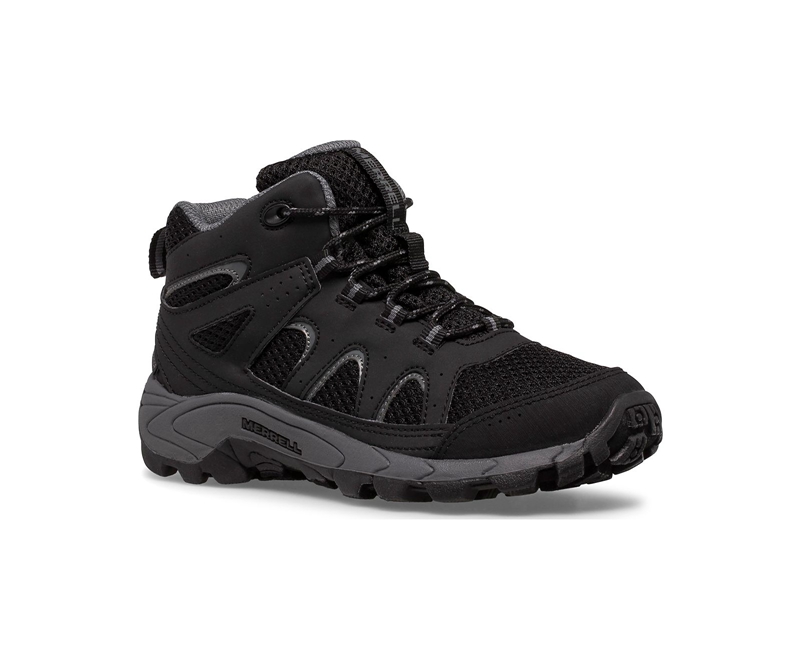 Merrell Oakcreek Mid Lace Kids' Waterproof Boots Black | 6175-GXUPZ