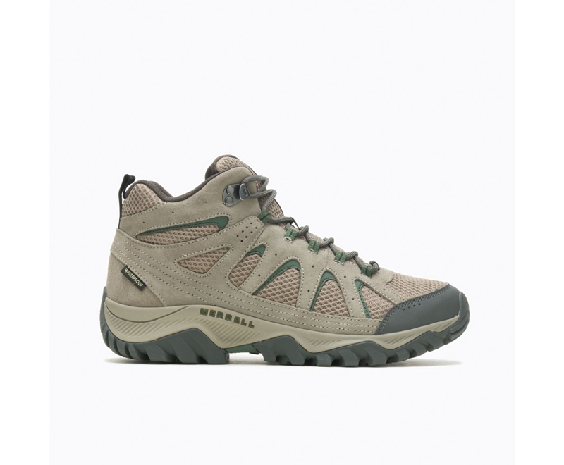 Merrell Oakcreek Mid Men\'s Work Boots Olive | 3041-JEYPX