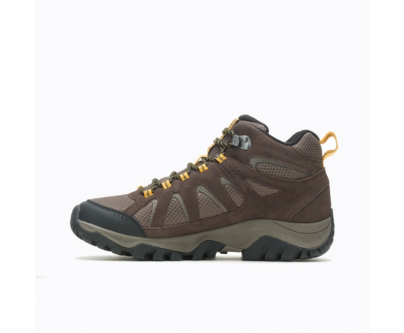 Merrell Oakcreek Mid Wide Width Men's Work Boots Coffee | 4329-AKLTD