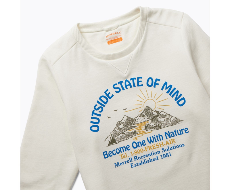 Merrell Outside State Of Mind Crew Women's Sweatshirts Cream | 0679-WRMAI