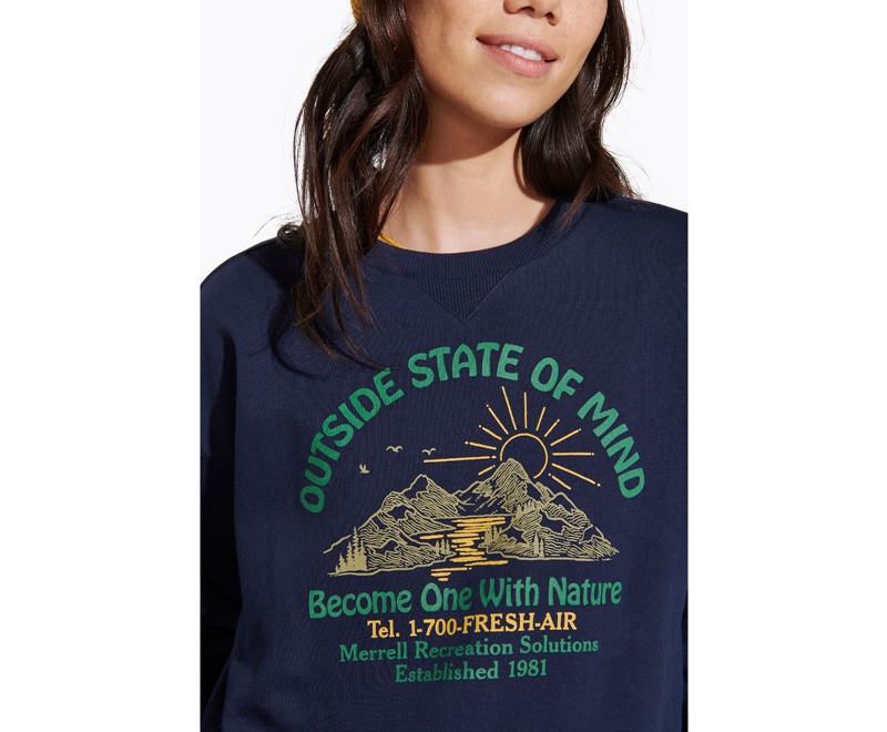 Merrell Outside State Of Mind Crew Women's Sweatshirts Navy | 6108-VECRS