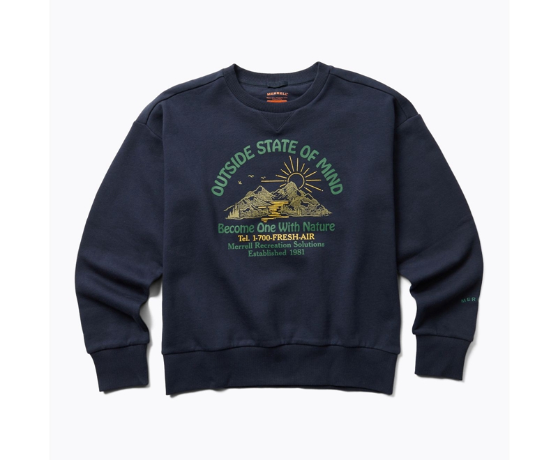 Merrell Outside State Of Mind Crew Women's Sweatshirts Navy | 6108-VECRS