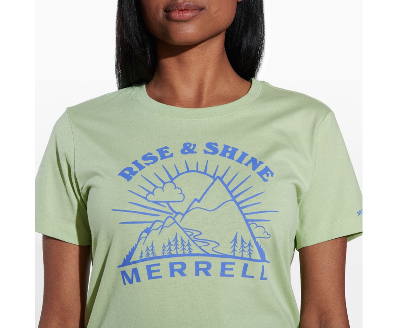 Merrell Rise and Shine Crew Women's T Shirts Green | 9341-VNWIO