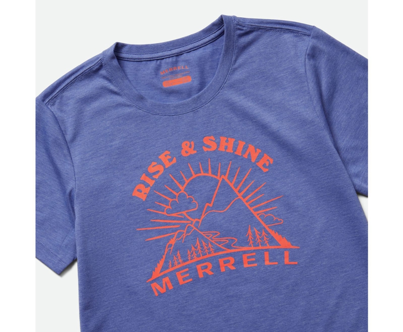 Merrell Rise and Shine Crew Women's T Shirts Blue | 9718-UEQNK