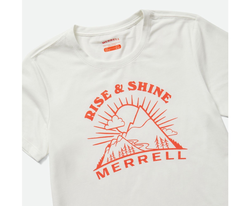 Merrell Rise and Shine Crew Women's T Shirts White | 9845-TWZBQ