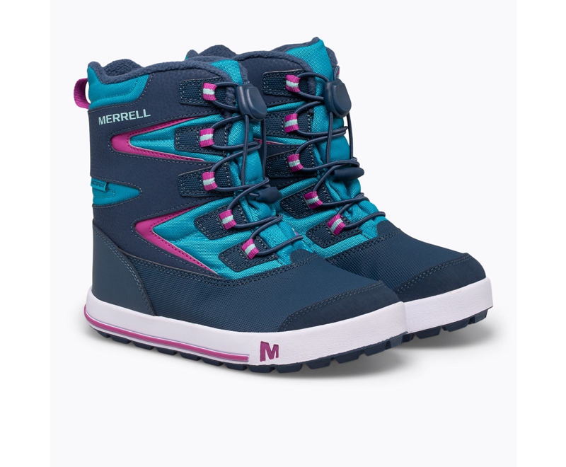 Merrell Snow Bank 3.0 Kids' Winter Boots Navy / Turquoise | 6791-UDANV