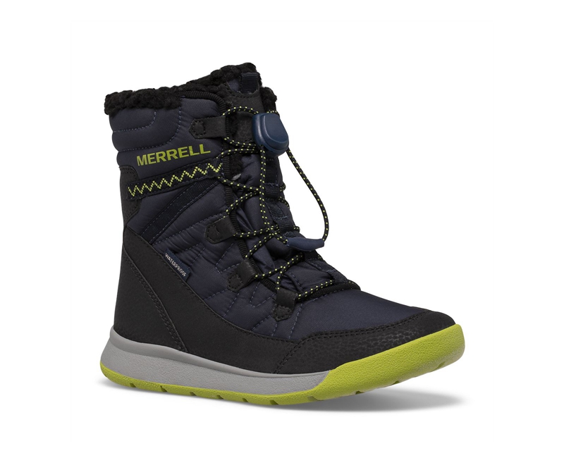 Merrell Snow Crush 3.0 Kids' Waterproof Boots Navy | 3294-GXAUZ