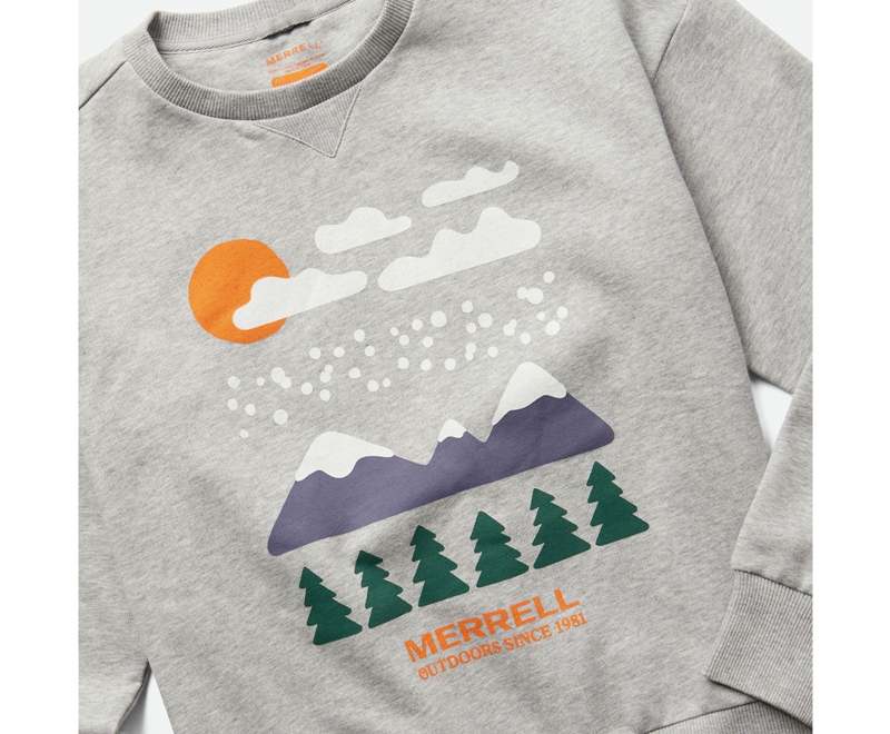 Merrell Snowcap Crew Neck Women's Sweatshirts Grey | 4172-GBDTL