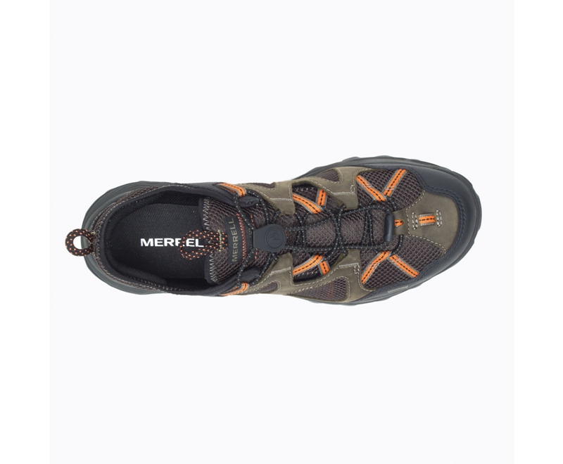 Merrell Speed Strike Leather Sieve Men's Sandals Olive | 8042-HWZLB