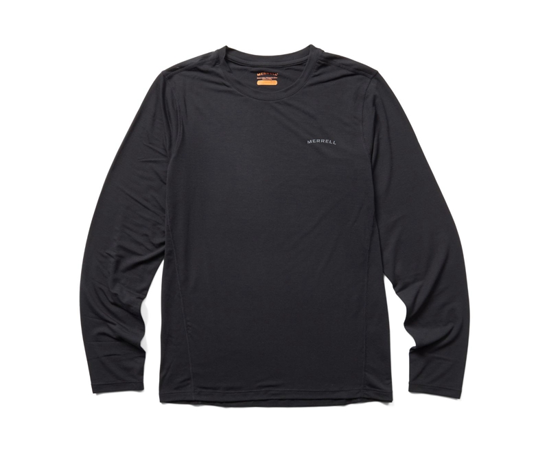 Merrell Tencel™ Long Sleeve Men's Sweatshirts Black | 1536-YCUSM