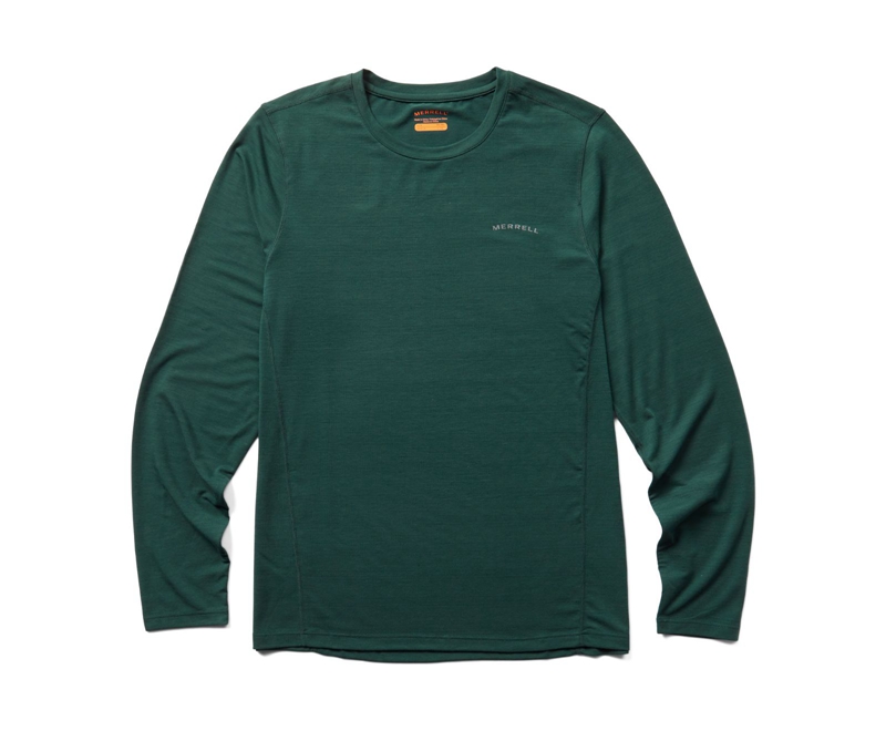 Merrell Tencel™ Long Sleeve Men\'s Sweatshirts Green | 8160-MOXIQ