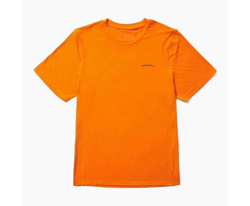 Merrell Tencel™ Sleeve Men\'s T Shirts Orange | 5649-DSMPX