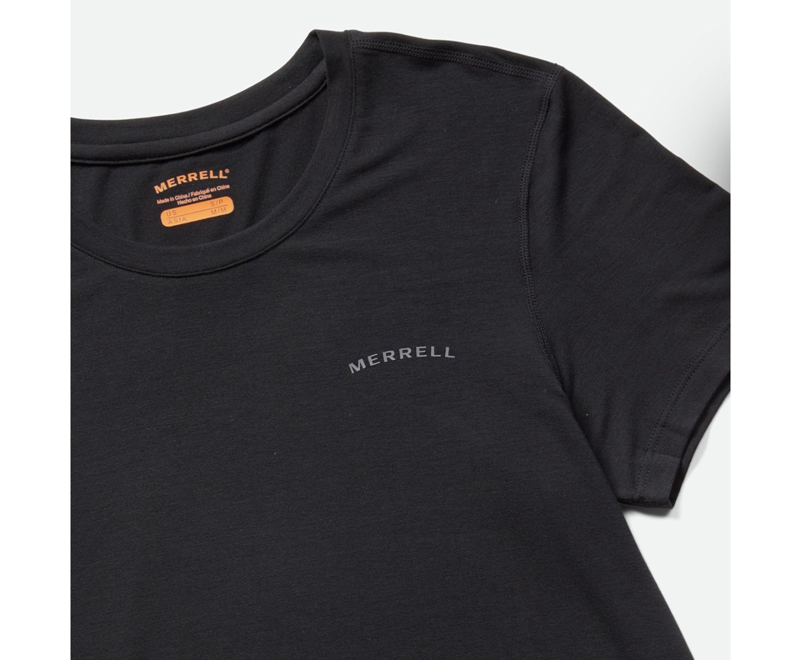 Merrell Tencel™ Sleeve Women's T Shirts Black | 3048-KBPUA