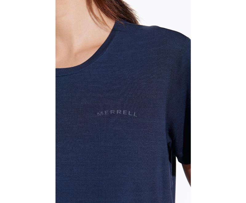 Merrell Tencel™ Sleeve Women's T Shirts Navy | 9371-MIQPN