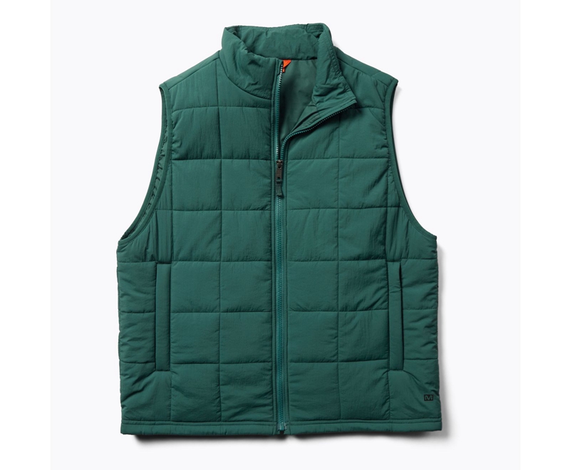 Merrell Terrain Insulated Men\'s Vest Green | 3289-WUIHO